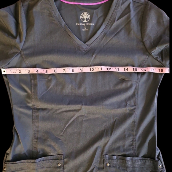 NWT - Healing Hands SM Pewter Gray Juilet V-Neck Scrub Top - Picture 7 of 11